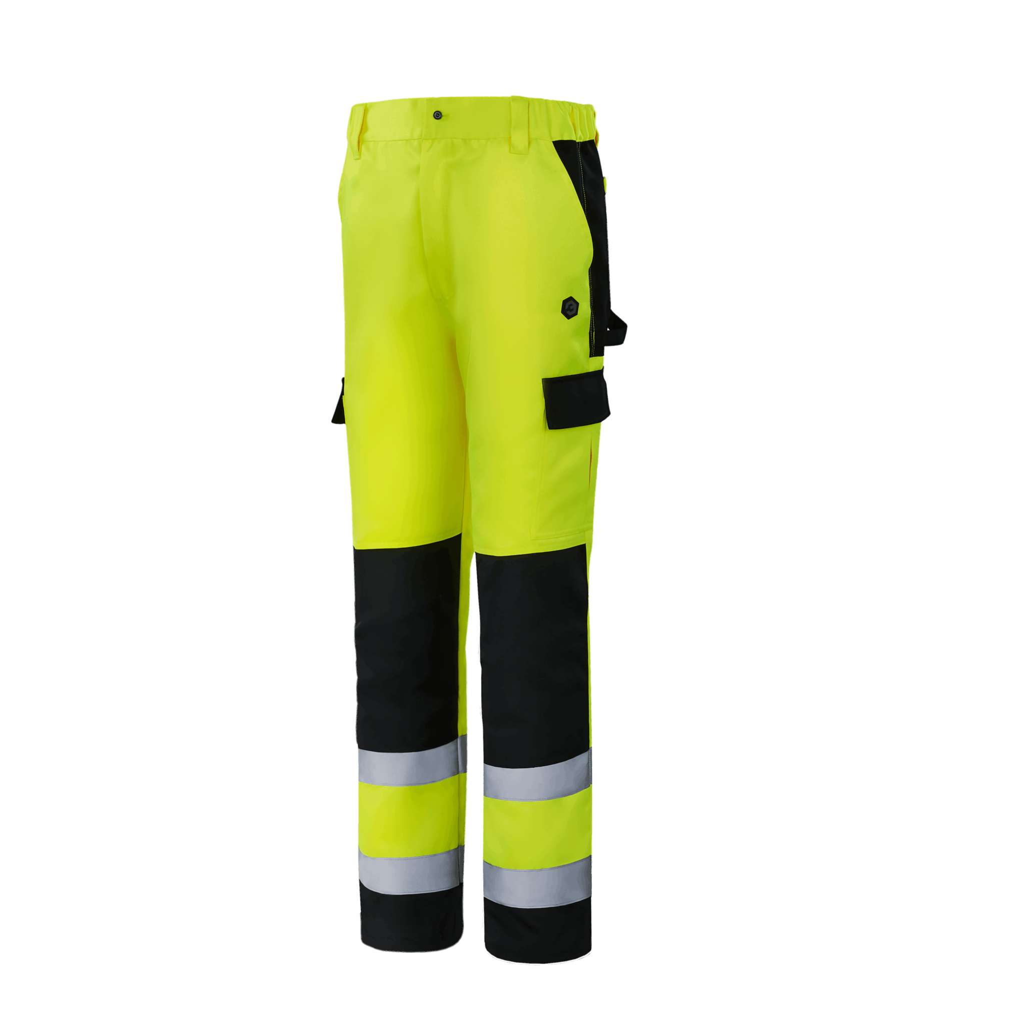 WP104 HIGHLAND hi-vis yellow work pant, 80/20 polyester-cotton, hand pockets, leg storage pockets, EN 20471 Class 1
